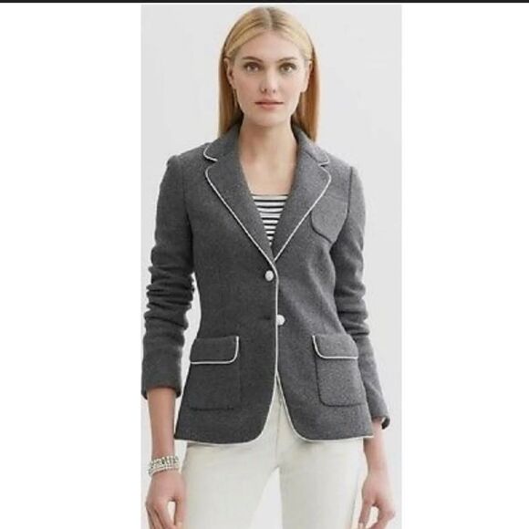 Banana Republic Wool Blend Gray Blazer Jacket Size 0 - Picture 1 of 8
